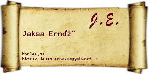 Jaksa Ernő névjegykártya